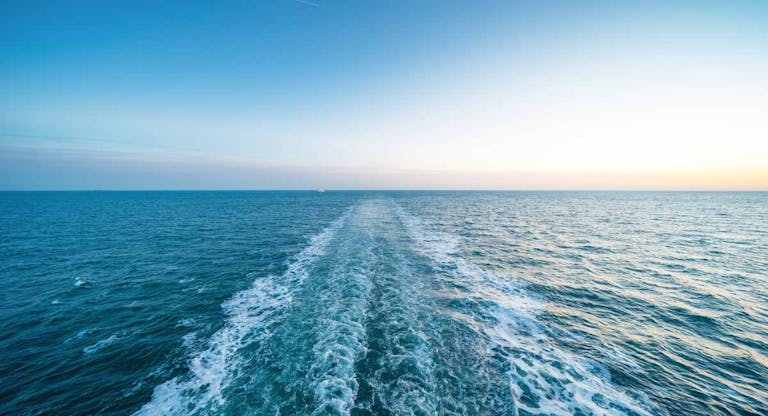 Wake of Large Ship on Open Ocean