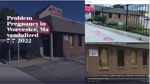 Pro-life pregnancy center Problem Pregnancy in MA vandalized July 7, 2022 tagged Jane's Revenge