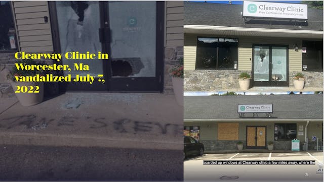 Clearway Clinic in Worcester, MA vandalized July 7 2022 and tagged Jane’s Revenge Image" Clearway Clinic in Worcester, MA vandalized July 7 2022 and tagged Jane's Revenge