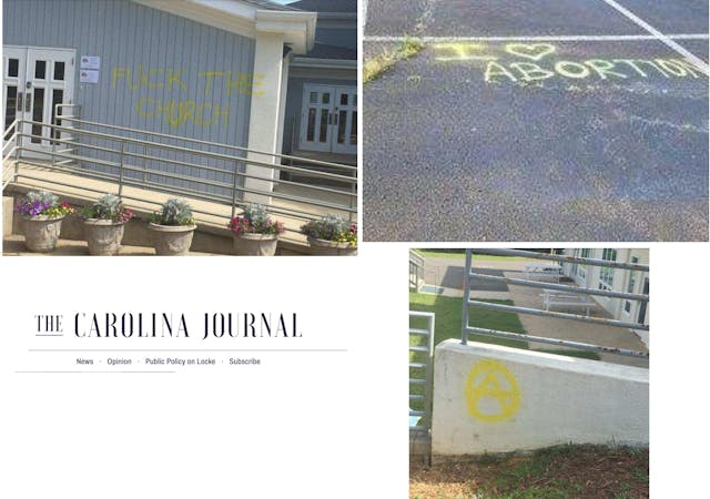 Holy Family Catholic Church in Hillsborough, N.C vandalized (Images: The Carolina Journal) Images: Holy Family Catholic Church in Hillsborough, N.C vandalized (Images: The Carolina Journal)