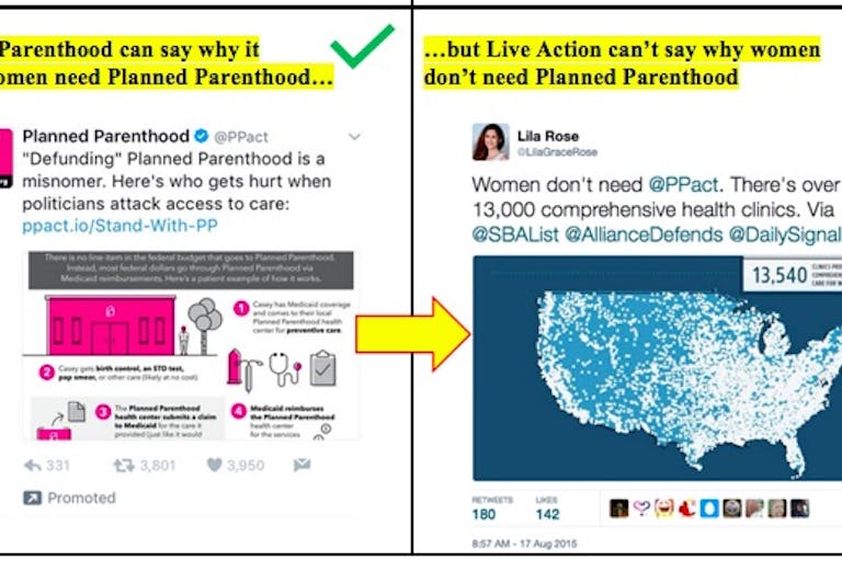 Twitter and Live Action pro-life messages Example 2