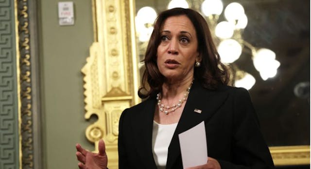 WASHINGTON, DC – JUNE 22: U.S. Vice President Kamala Harris speaks to members of the press after a ceremonial swearing-in of Ambassador Scott Miller at the Vice President’s Ceremonial Office at Eisenhower Executive Office Building on June 22, 2022 in Washington, DC. (Photo by Alex Wong/Getty Images) ‘This is not over’: Biden, Pelosi, AOC, and others respond to Roe’s fall image