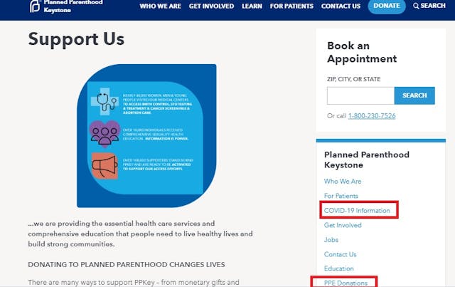 Image: Planned Parenthood asks for PPE during COVID19 2