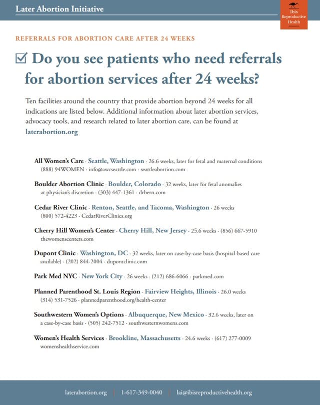 Later Abortion Initiative abortions referrals after 24 weeks Image: Later Abortion Initiative abortions referrals after 24 weeks