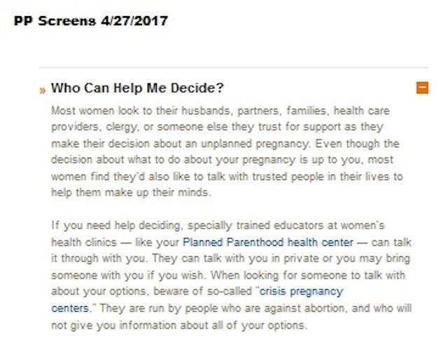 PP Parenting What options does Planned Parenthood offer pregnant women? Not what they advertise. image