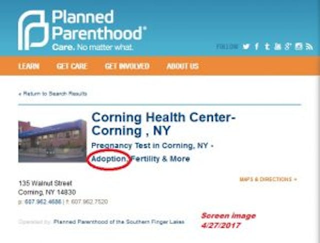 Corning NY PP highlights Adoption What options does Planned Parenthood offer pregnant women? Not what they advertise. image