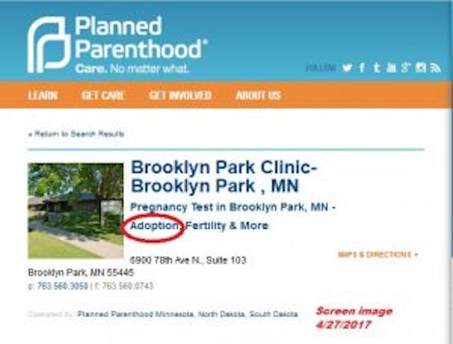 Brooklyn Park MN PP highlights Adoption What options does Planned Parenthood offer pregnant women? Not what they advertise. image