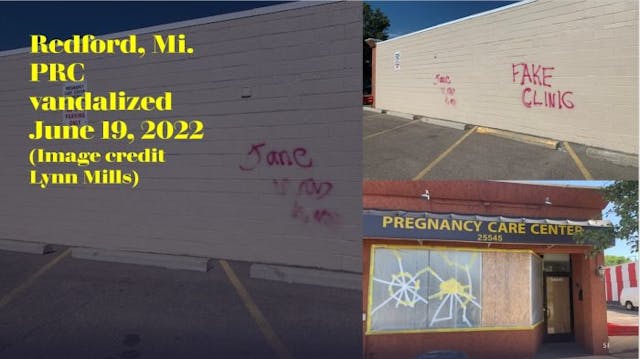 Pregnancy Care Center in Redford, Michigan vandalized by abortion extremists graffiti “Jane was Here” (Images: Lynn Mills) Image: in Redford, Michigan vandalized by abortion extremists graffiti "Jane was Here" (Images: Lynn Mills)