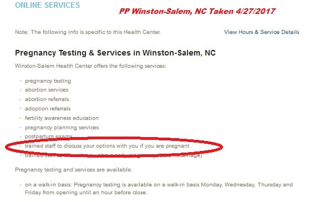 Planned Parenthood options counseling NC What options does Planned Parenthood offer pregnant women? Not what they advertise. image