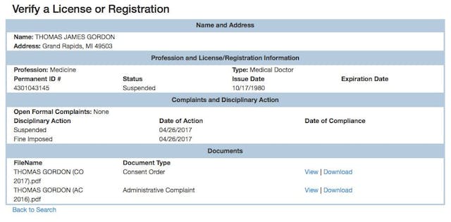 Michigan abortionist with extensive criminal history has medical license suspended image