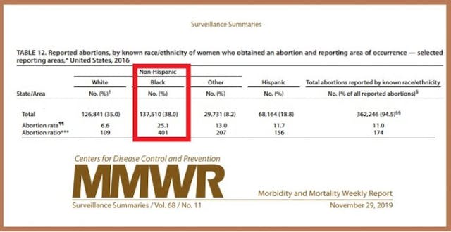 CDC Abortions by race ethnicity 2016 Black abortion rate ratio Image: CDC Abortions by race ethnicity 2016 Black Hispanic