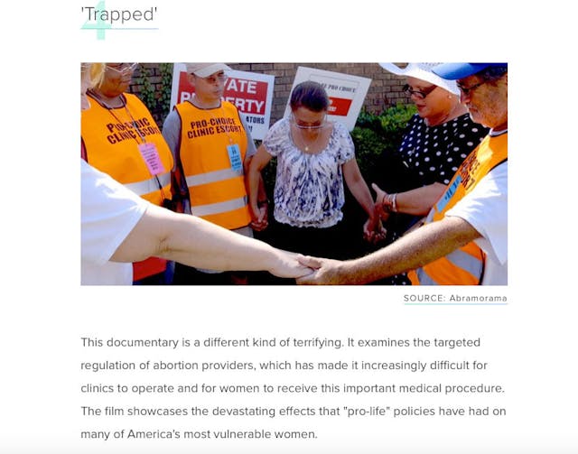 Screenshot of Bustle’s promotion of “Trapped” as a “scary” documentary The truth about abortion is far more frightening than this ‘scary’ documentary image