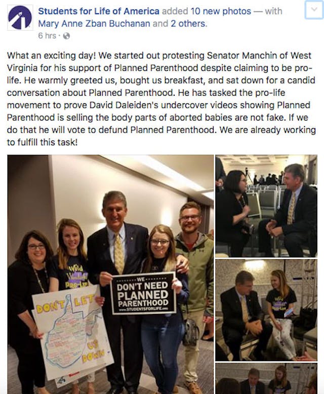 Senator Manchin wants pro-lifers to ‘prove’ Planned Parenthood videos aren’t fake. Here’s why we don’t have to. image