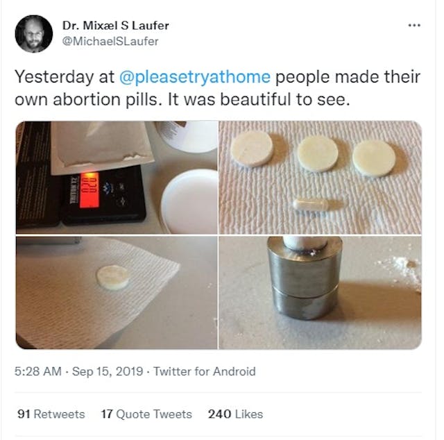 Mixæl S Laufer DIY abortion pill recipe followed (Image: Twitter) Mixæl S Laufer DIY abortion pill recipe followed (Image: Twitter)