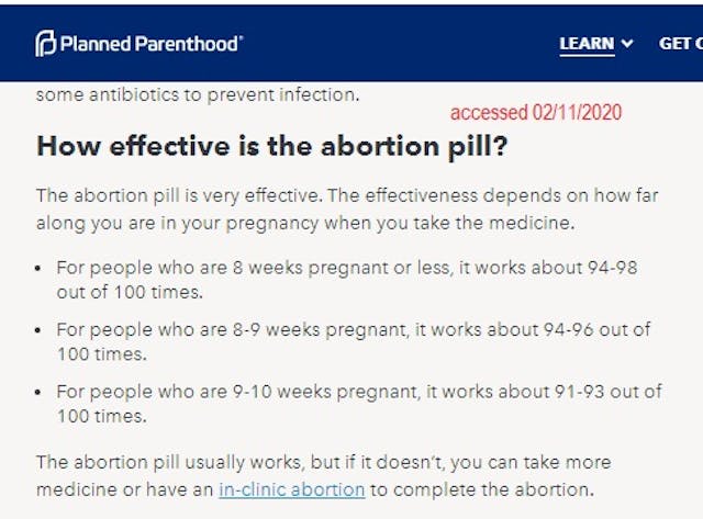 Image: Planned Parenthood abortion pill and failure rate accessed 02112020 SHOCK: Incomplete abortion pill procedures could leave thousands needing emergency care image