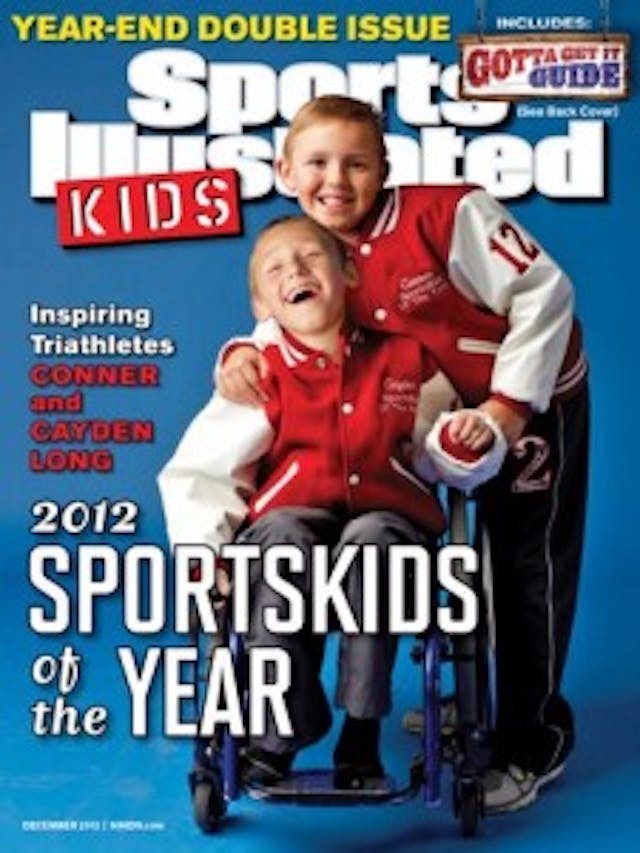 The cover of Sports Illustrated Kids featuring Connor and Cayden Long. Cayden’s parents were told by doctors to abandon him because of his cerebral palsy. The cover of Sports Illustrated Kids featuring Connor and Cayden Long. Cayden's parents were told by doctors to abandon him because of his cerebral palsy.