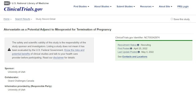 Image: Atorvastatin and Misoprostol drugs for abortion pill study
