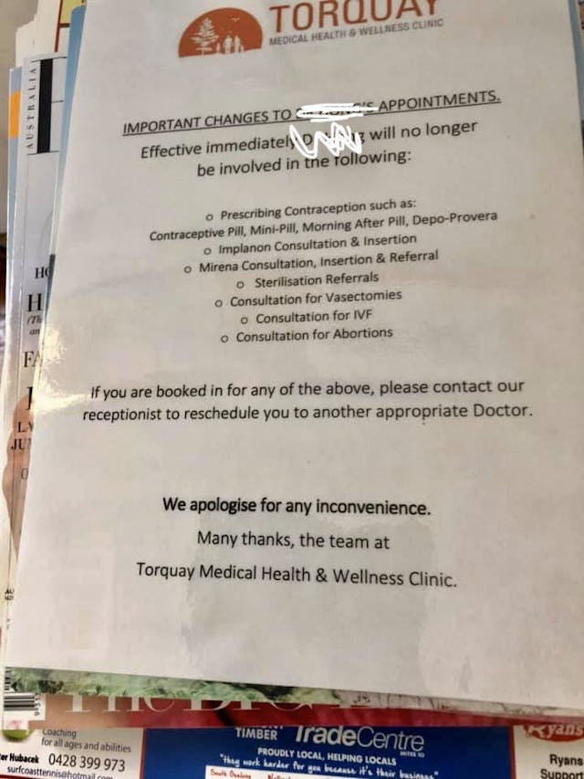 Australian doctor shuns involvement with contraception and abortion, and politicians are furious image