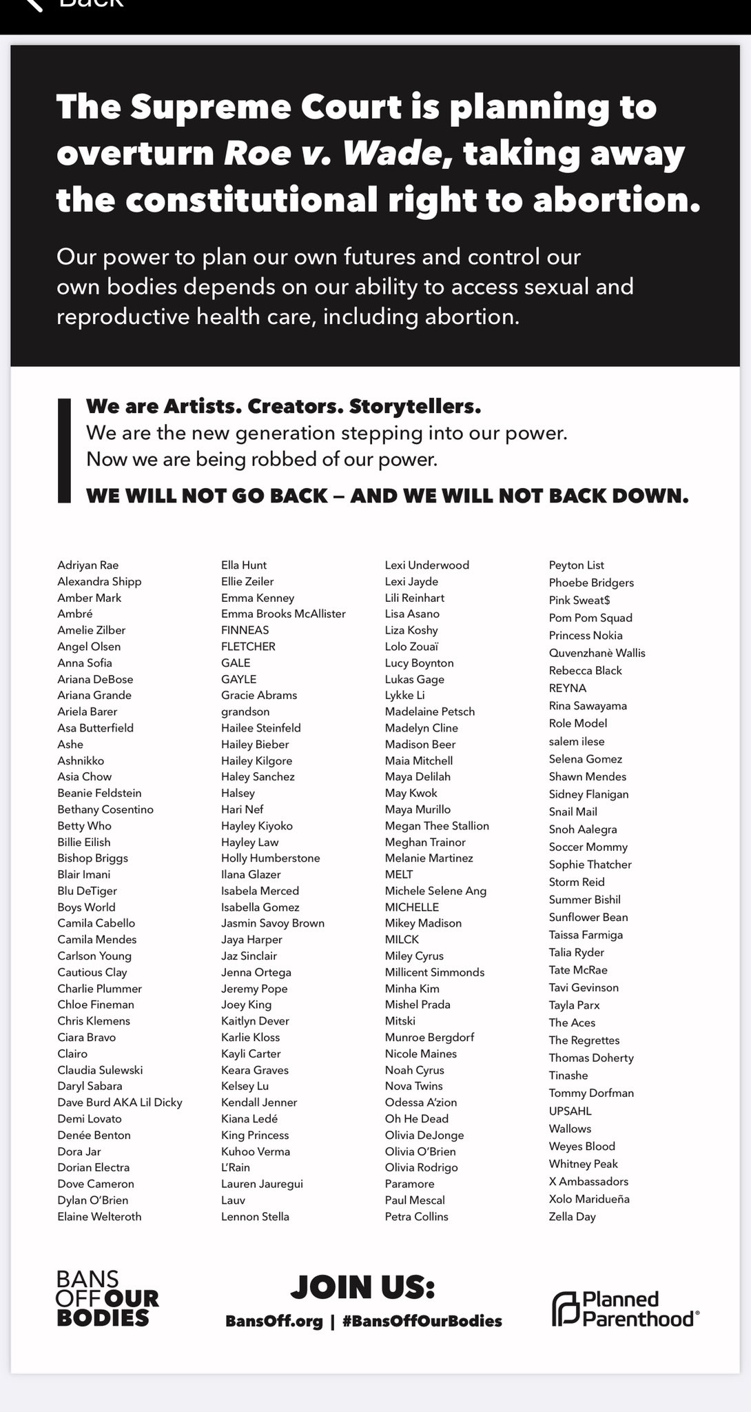 Celebrities claim they would be ‘robbed of their power’ without abortion image