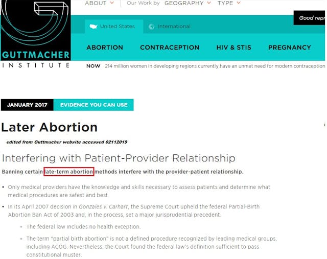 Guttmacher uses late-term abortion on website Image: Guttmacher uses late-term abortion on website