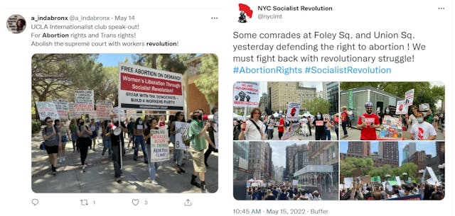 Pro-abortion groups calling for revolution (Images: Twitter) Image: Pro-abortion groups calling for revolution (Images: Twitter)