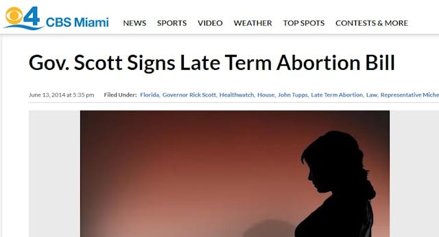 CBS Miami Headline on late-term abortion Jan 2014 Image: CBS Miami Headline on late-term abortion Jan 2014