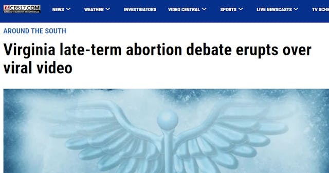 CBS VA Headline on late-term abortion Image: CBS VA Headline on late-term abortion