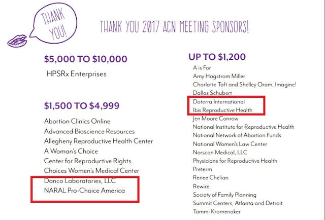 DANCO listed as Abortion Care Network event sponsor (Image: ACN 2017) Image: Danco listed as Abortion Care Network event sponsor (Image: ACN 2017)
