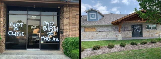 Image: Denton Texas pro-life Pregnancy Centers Vandalized May 7 2022 (Image Credit: Carole Novielli)