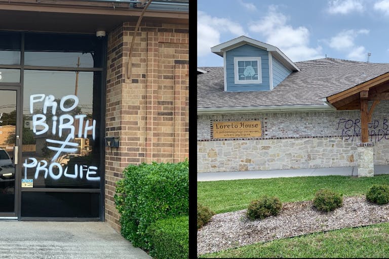 Image: Denton Texas pro-life Pregnancy Centers Vandalized May 7 2022 (Image Credit: Carole Novielli)