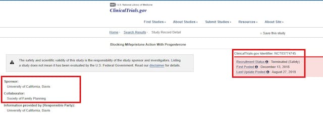 Mitchell D Creinin clinical trial on abortion pill terminated IMage: Mitchell D Creinin clinical trial on abortion pill terminated