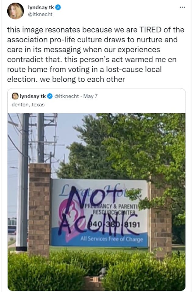 Abortion activist praised vandal (Image: Twitter) Abortion activist praised vandal (Image: Twitter)