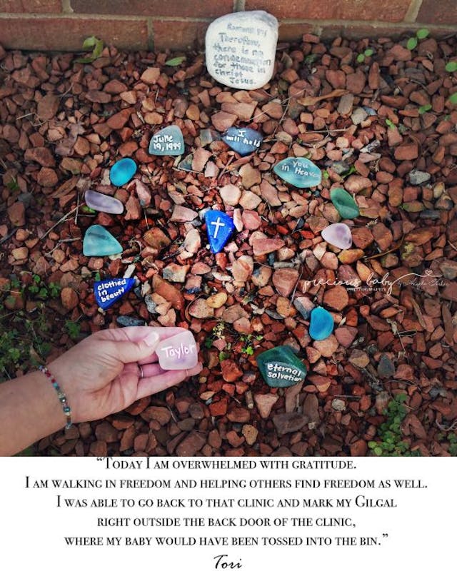 This photo, “Gilgal,” was taken at the memorial that Tori made for her baby behind the clinic, where the babies’ bodies would be left in the bins. (Photo: Angela Forker, Facebook) Tori was haunted by her abortion for years: ‘This is not the easy way out’ image