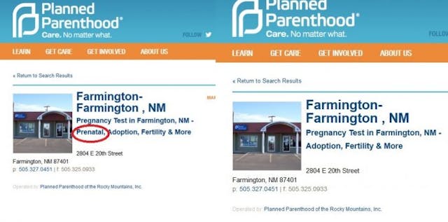 Planned Parenthood purges prenatal care from websites after Live Action investigation image