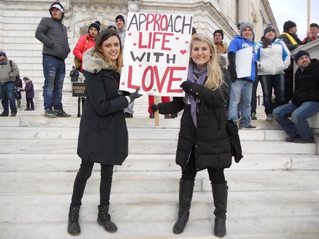 Holly Adams (left) and Carla Pratico (right) pro-life millennial women