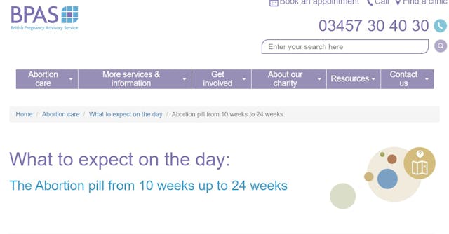 BPAS abortion pill through 24 weeks Image: BPAS abortion pill through 24 weeks