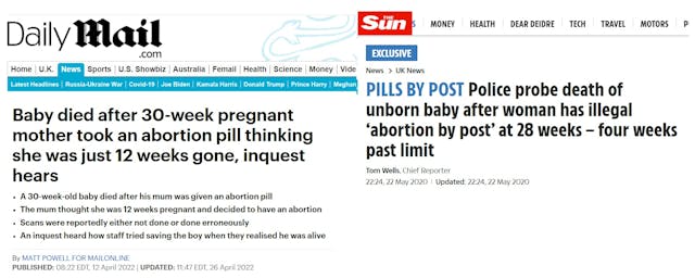 Image: UK abortion pill used late in pregnancy