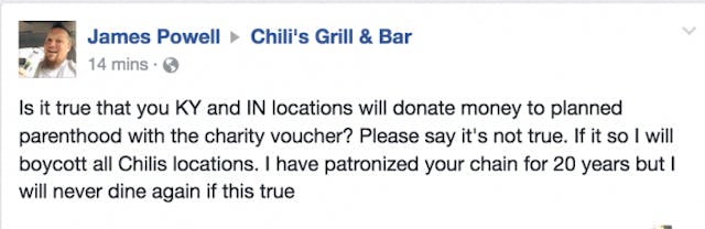 Pro-life backlash leads Chili’s restaurant to cancel Planned Parenthood fundraiser image