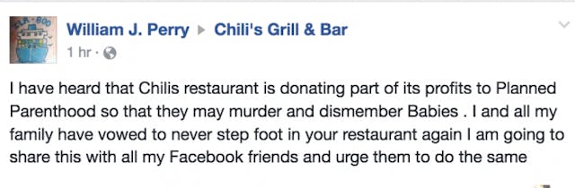 Pro-life backlash leads Chili’s restaurant to cancel Planned Parenthood fundraiser image