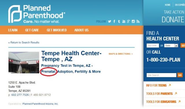 Arizona media outlet fails to fact check AZ Planned Parenthood CEO on prenatal care image