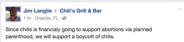 Pro-life backlash leads Chili’s restaurant to cancel Planned Parenthood fundraiser image