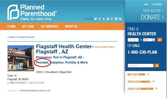 Arizona media outlet fails to fact check AZ Planned Parenthood CEO on prenatal care image