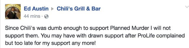 Pro-life backlash leads Chili’s restaurant to cancel Planned Parenthood fundraiser image
