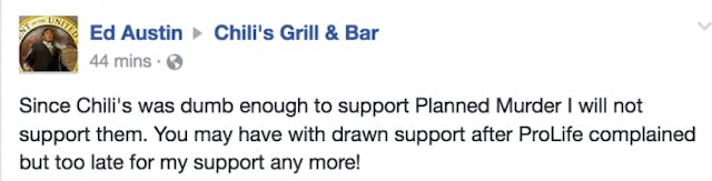 Pro-life backlash leads Chili’s restaurant to cancel Planned Parenthood fundraiser image