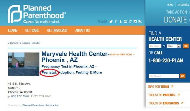 Arizona media outlet fails to fact check AZ Planned Parenthood CEO on prenatal care image