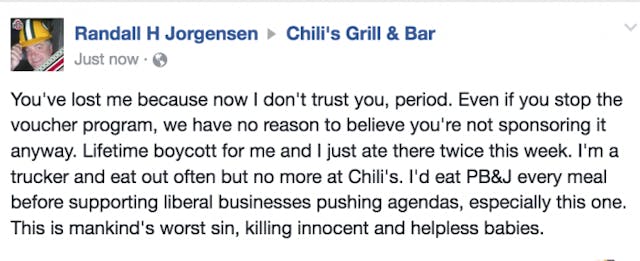 Pro-life backlash leads Chili’s restaurant to cancel Planned Parenthood fundraiser image