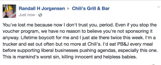 Pro-life backlash leads Chili’s restaurant to cancel Planned Parenthood fundraiser image