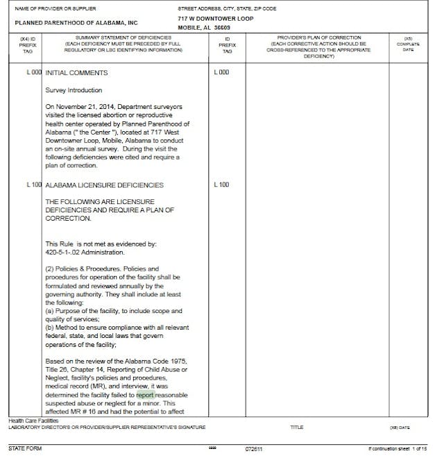 Planned Parenthood of Alabama Mobile failed to report child sexual abuse Planned Parenthood of Alabama Mobile failed to report child sexual abuse