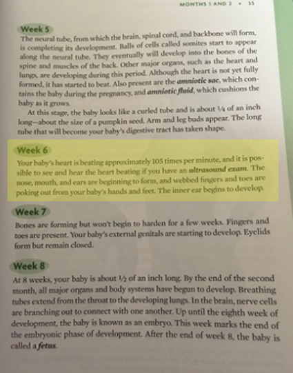 Image: ACOG book on pregnancy shows the fetus will have a heartbeat