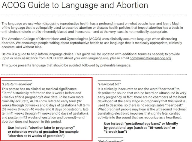 Image: ACOG Guide to language and abortion